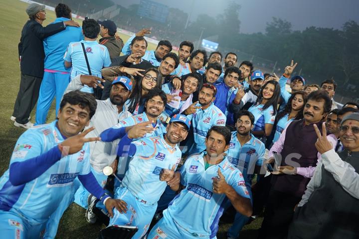 Bhojpuri Dabanggs Team Selfie at 'Celebrity Cricket League' Match