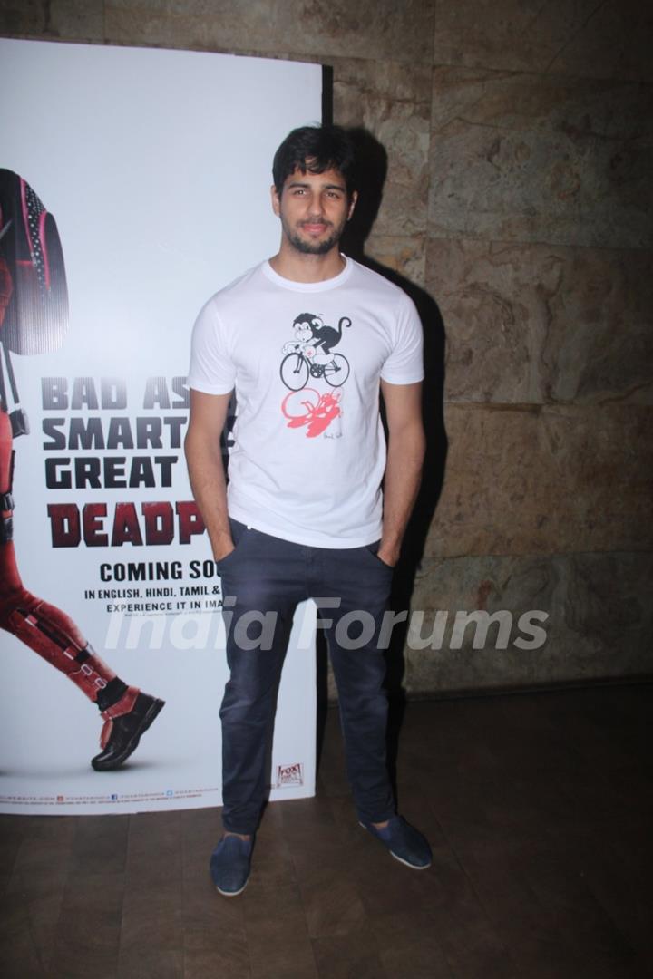 Sidharth Malhotra at Special Screening of 'Deadpool'