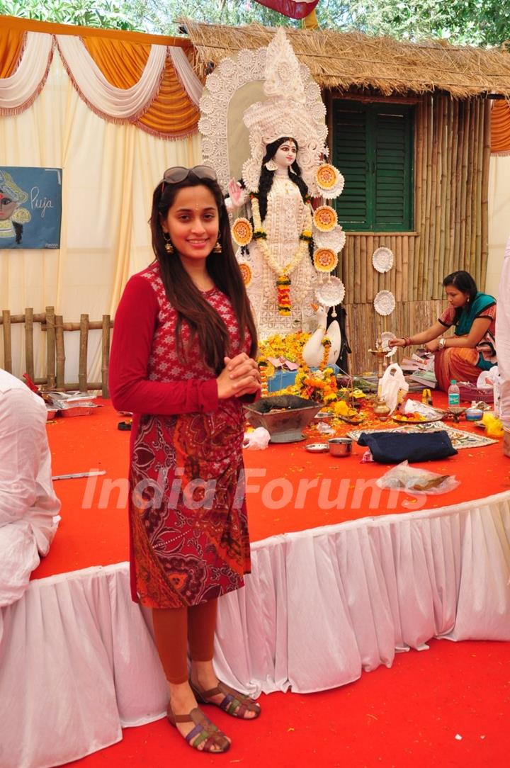 Shweta Pandit Snapped at Anurag Basu's Saraswati Pooja