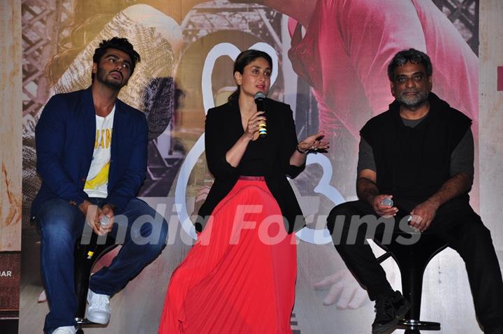 Arjun Kapoor, Kareena Kapoor and R. Balki at Trailer Launch of 'Ki and Ka'