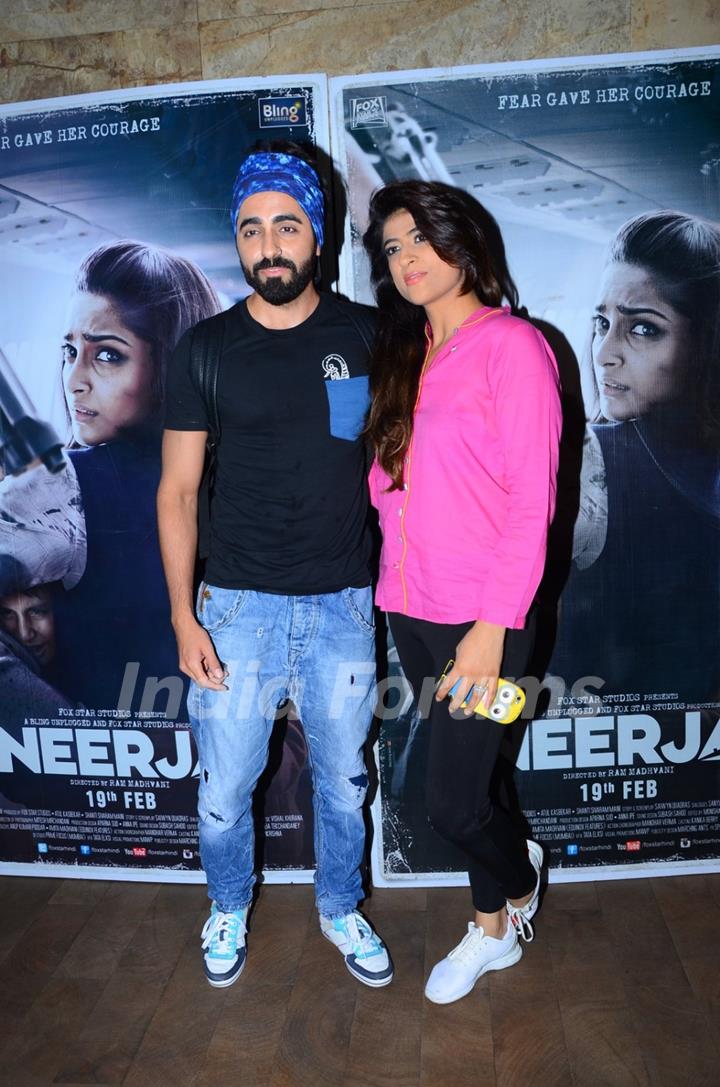 Ayushmann Khurrana with wife at Special Screening of 'Neerja'