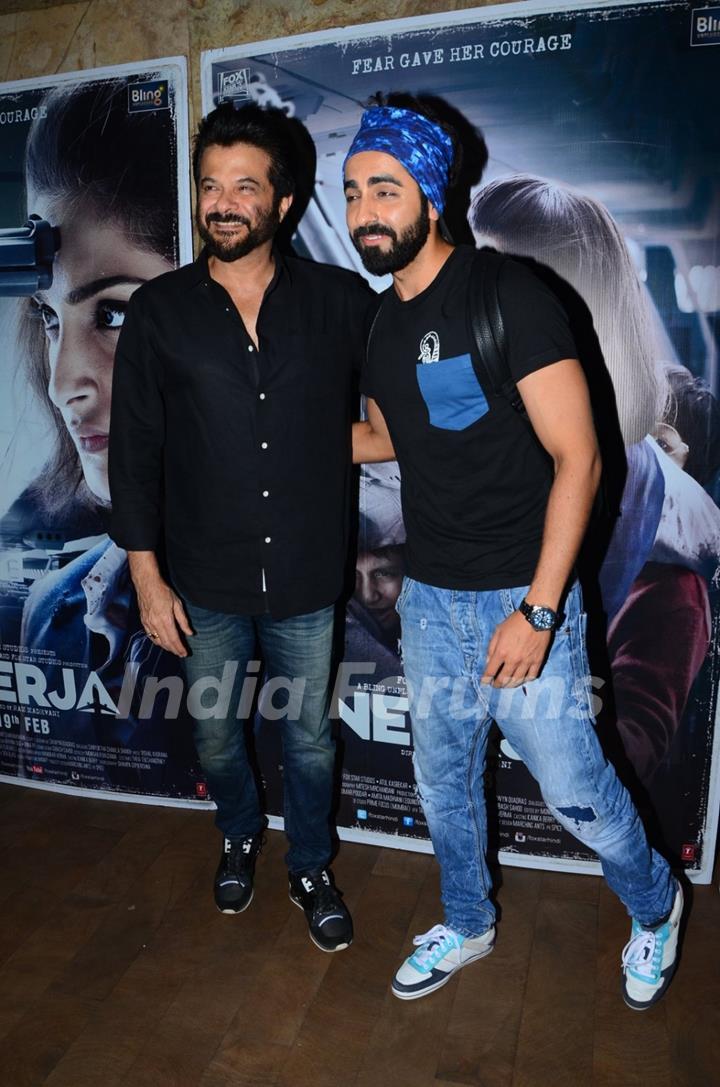 Ayushmann and Anil Kapoor at Special Screening of 'Neerja'