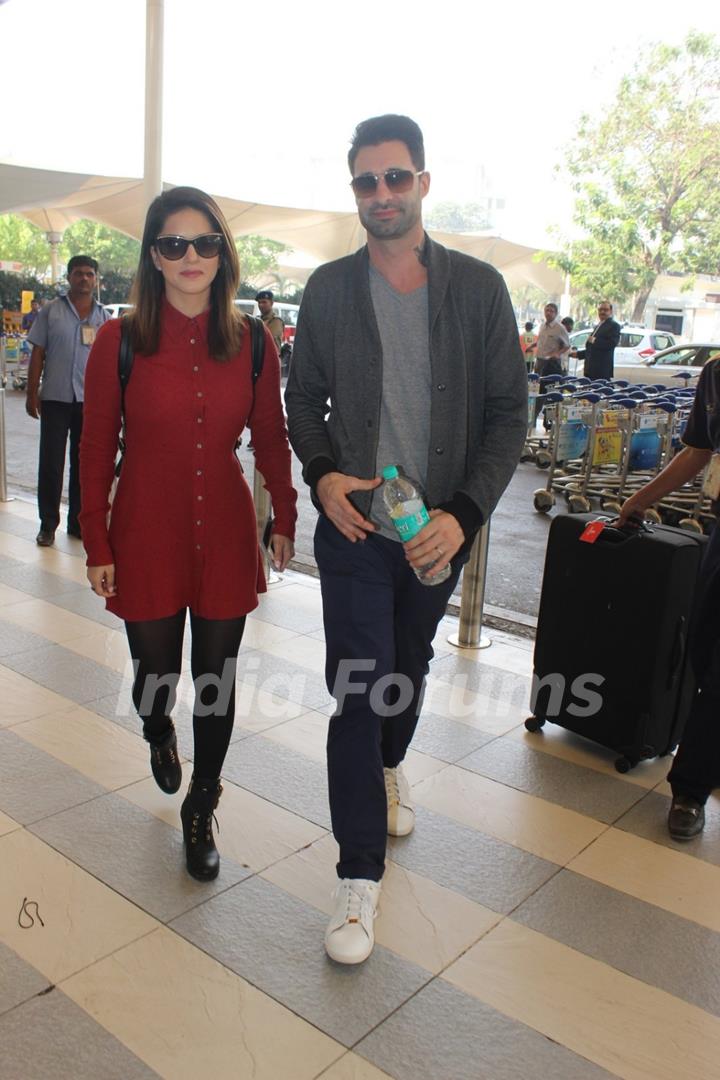 Sunny Leone with Her Husband Snapped at Airport