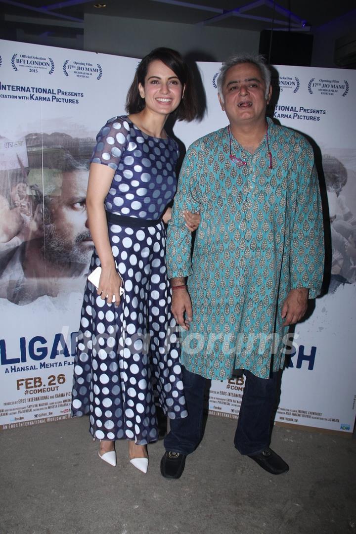 Kangana Ranaut and Hansal Mehta at Special Screening of 'Aligarh'