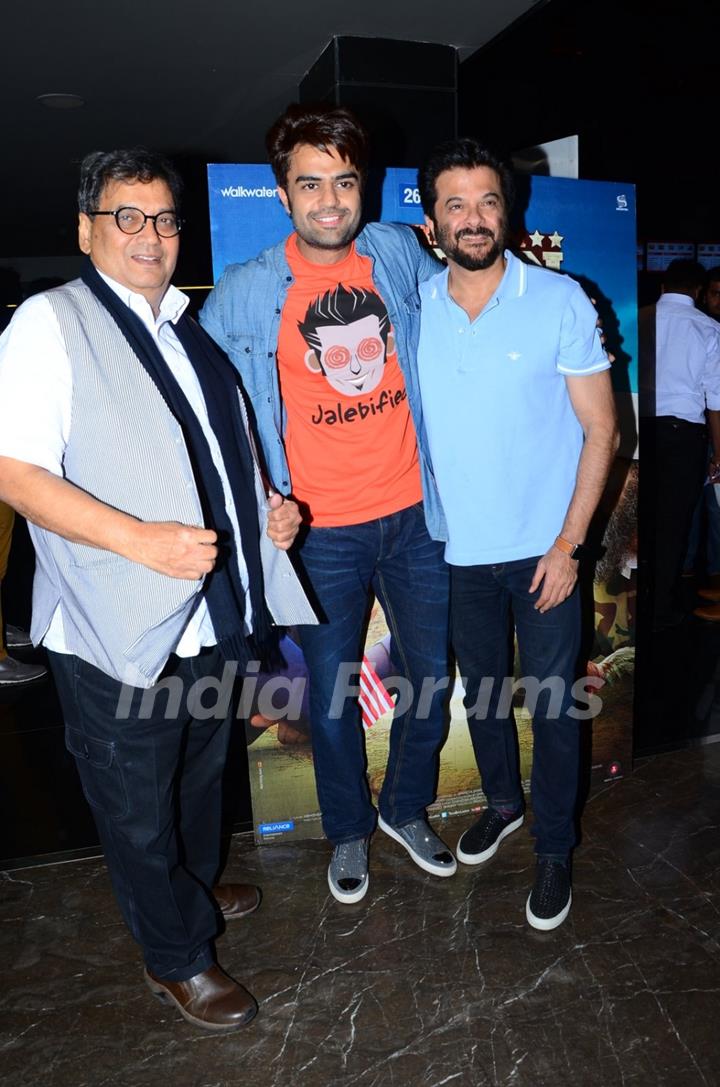 Anil Kapoor, Manish Paul and Subhash Ghai at Special Screening of 'Tere Bin Laden: Dead or Alive'