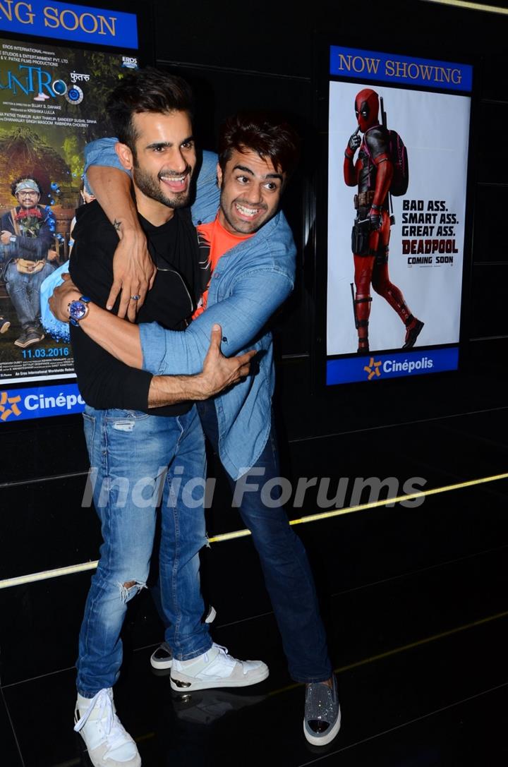 Karan Tacker and Manish Paul at Special Screening of 'Tere Bin Laden: Dead or Alive'