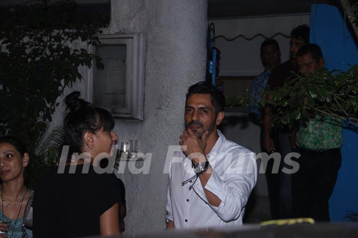 Arjun Rampal Snapped with Models from his Ramp days at Olive in Bandra