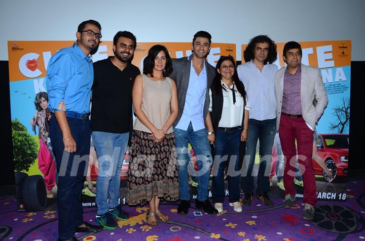 Team poses for the media at the Launch of Film 'Cute Kamina'