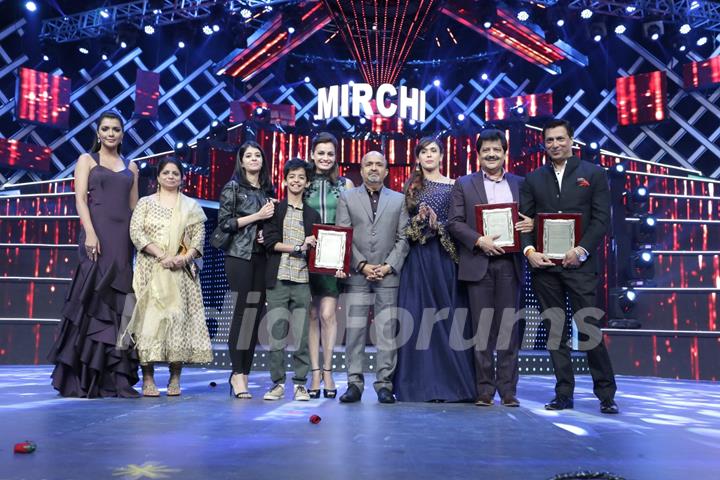 Celebs pose for the media at Mirchi Music Awards 2016