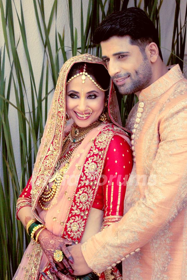 Urmila Matondkar and Mohsin Akhtar Mir at their wedding reception