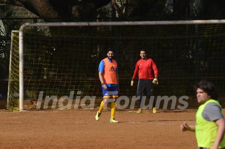 Snapped: Abhishek Bachchan and Marc Robinson Practicing Soccer!