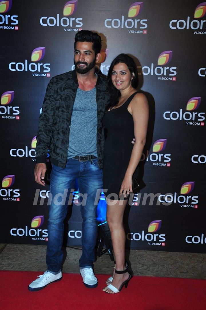 Vivan Bathena with Wife at Colors TV's Red Carpet Event