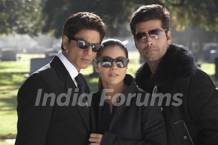 Still of Shahrukh, Kajol and Karan Johar