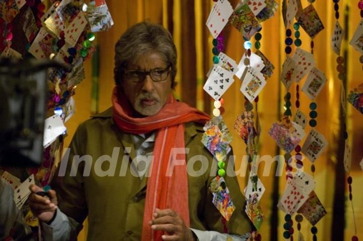 Amitabh Bachchan with playing cards