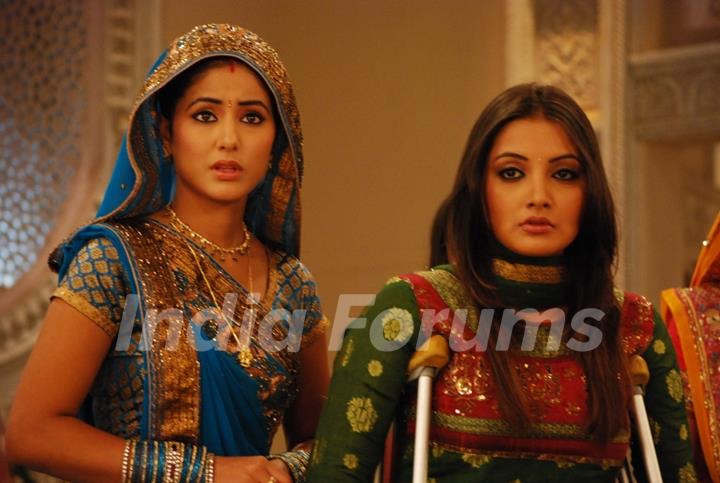 Akshara and Nandini looking shocked