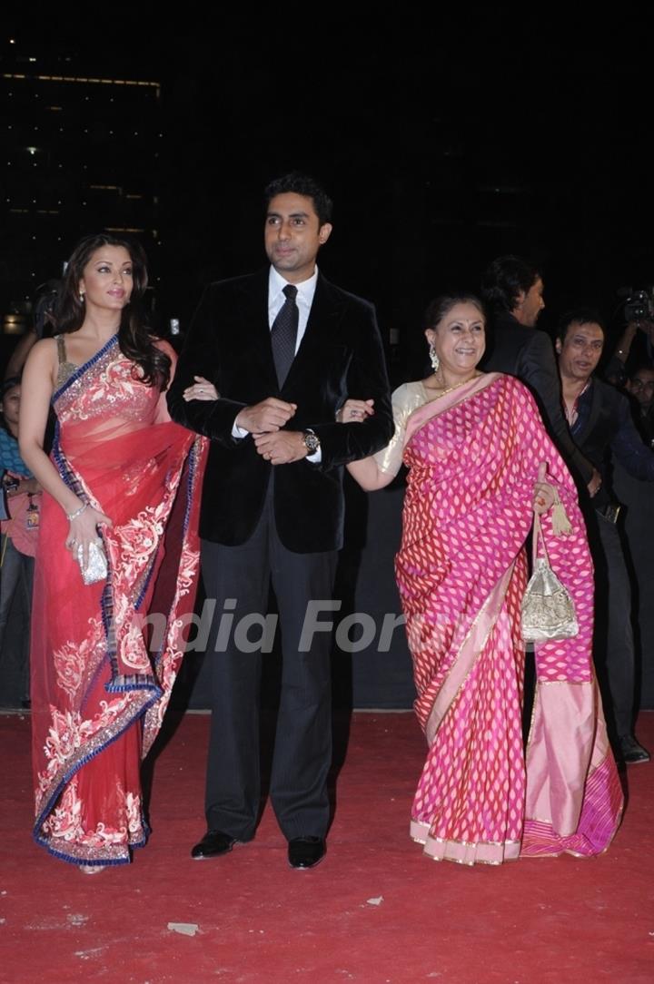 Abhishek Bachchan with wife Aishwarya Rai and mother Jaya