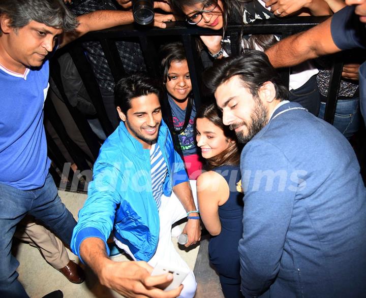 Sidharth Malhotra, Alia Bhatt and Fawad Khan for Kapoor & Sons Promotions in Delhi