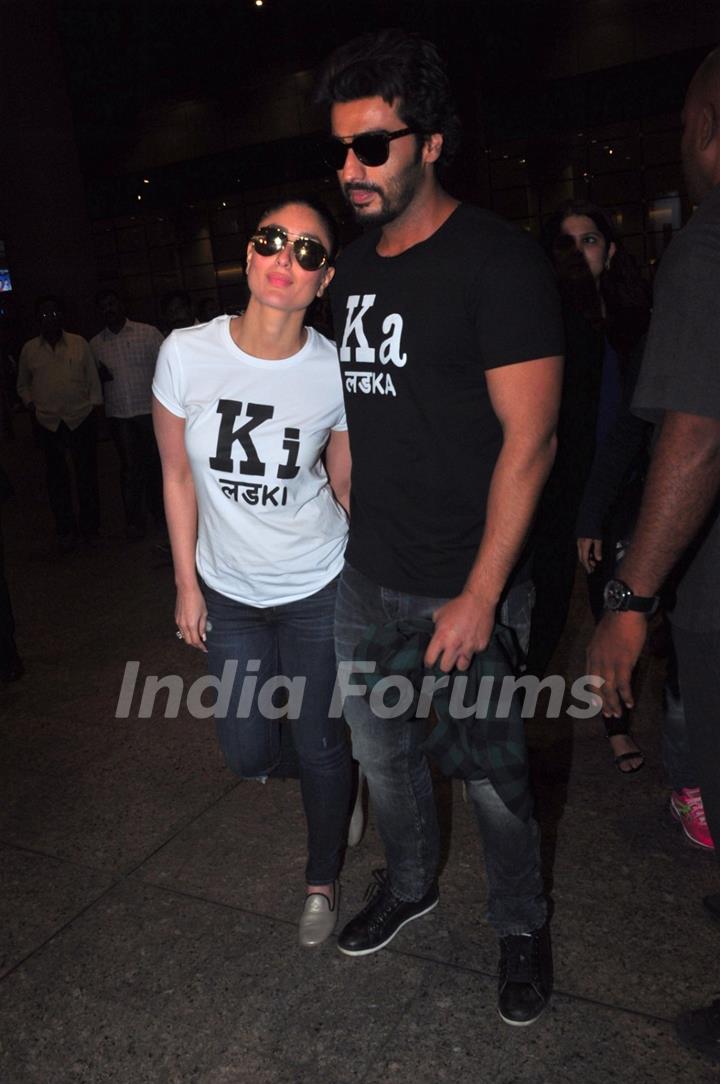 Arjun Kapoor and Kareena Kapoor Return form Ahemdabad