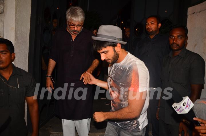 Ranveer Singh with Sanjay Leela Bhansali at a Party for Winning National Award