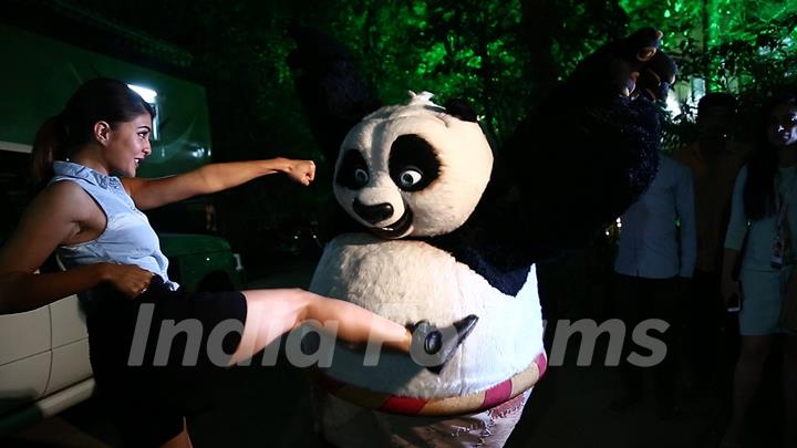 Jacqueline Fernandes In action with Kung Fu Panda's PO