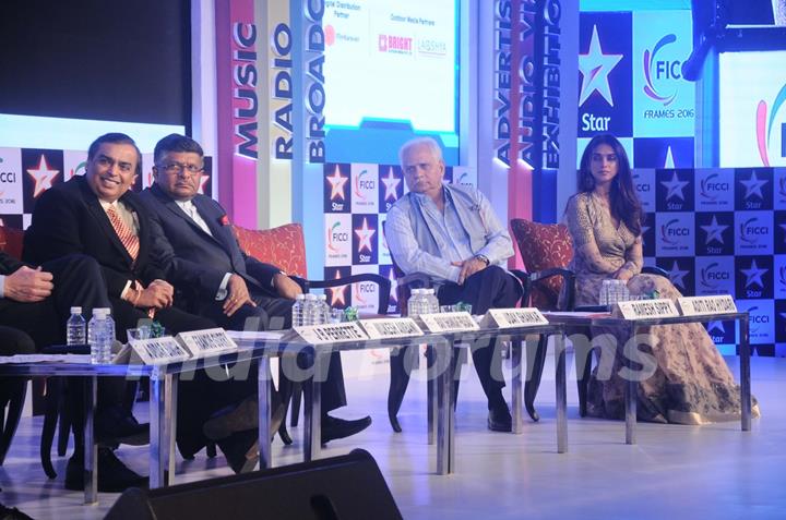 Business Tycoon Mukesh Ambani, Ramesh Sippy and Aditi Rao Hydari at FICCI Frames Event