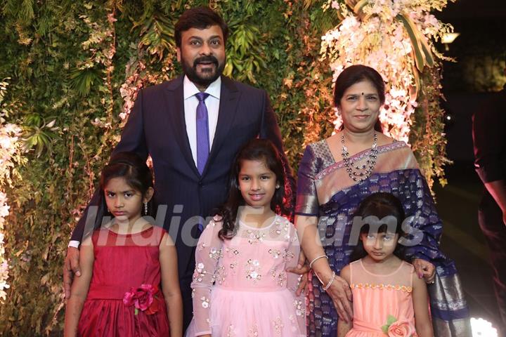 Chiranjeevi Poses with wife at Daughter's Wedding Reception!