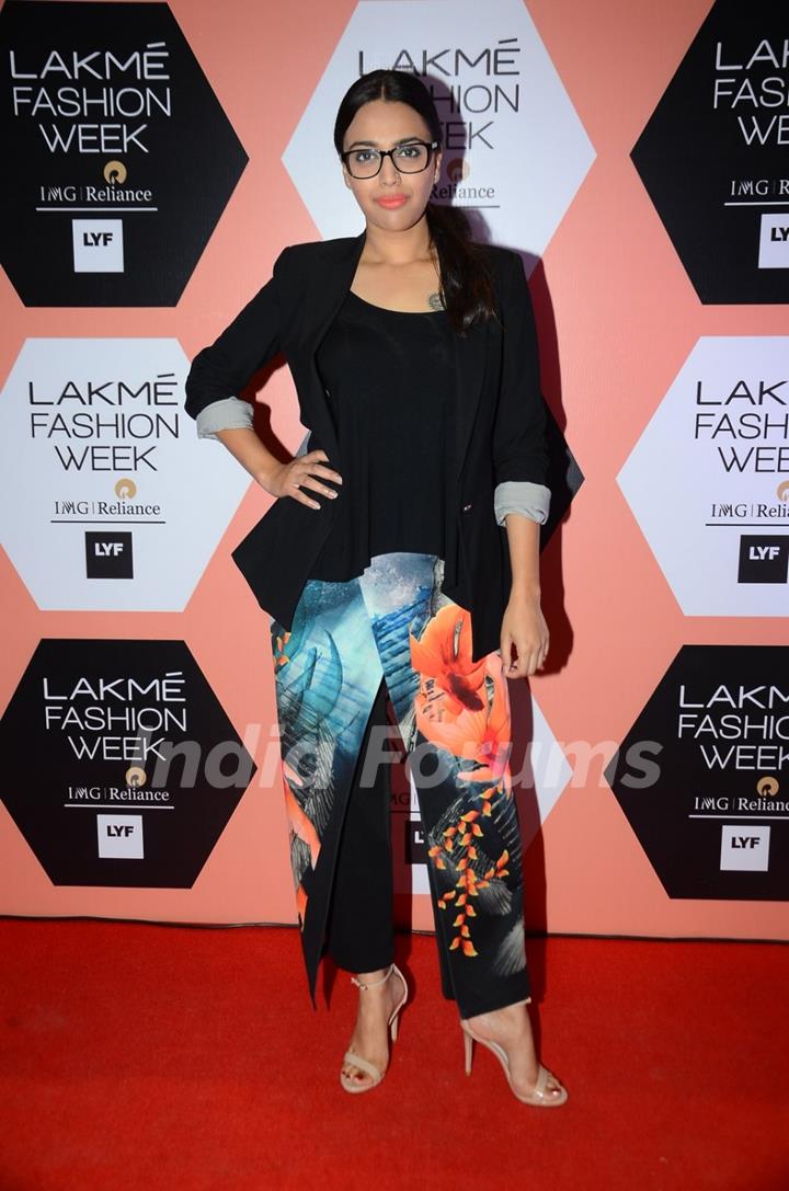 Swara Bhaskar at Lakme Fashion Show 2016 - Day 4