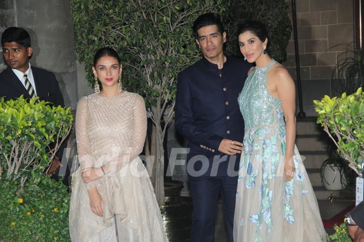 Manish Malhotra, Aditi Rao Hyadri and Sophie Choudry attend Prince William and Kate Dinner Party