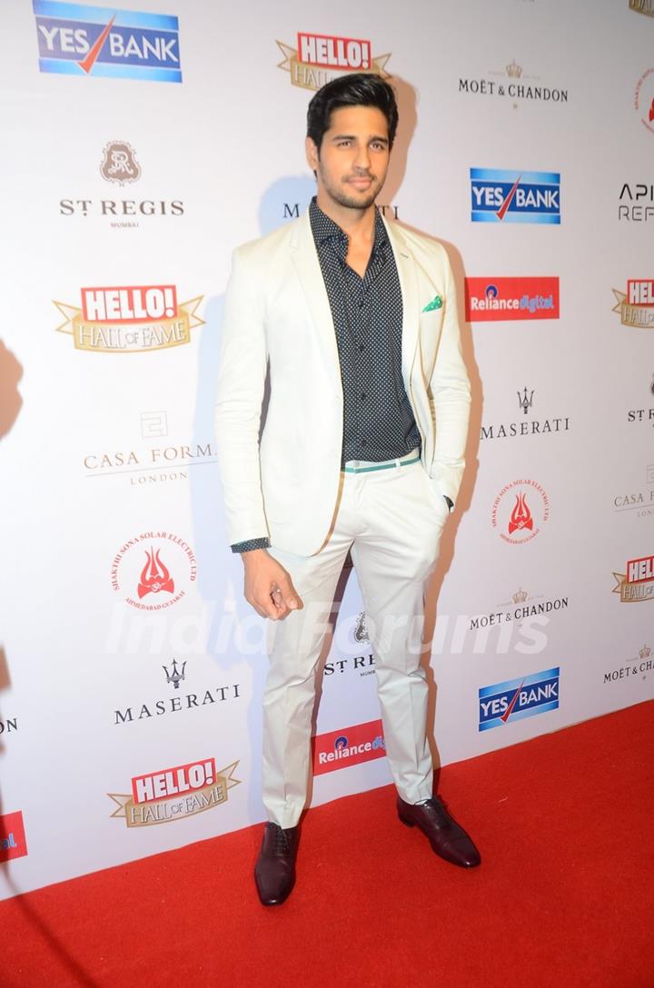 Sidharth Malhotra at 'Hello! Hall of Fame' Awards