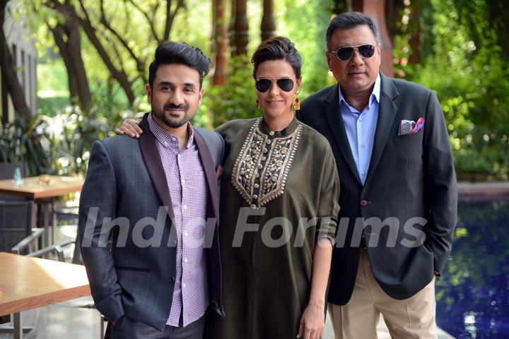 Vir Das, Neha Dhupia and Boman Irani at Press Meet of 'Santa Banta Pvt. Ltd.'