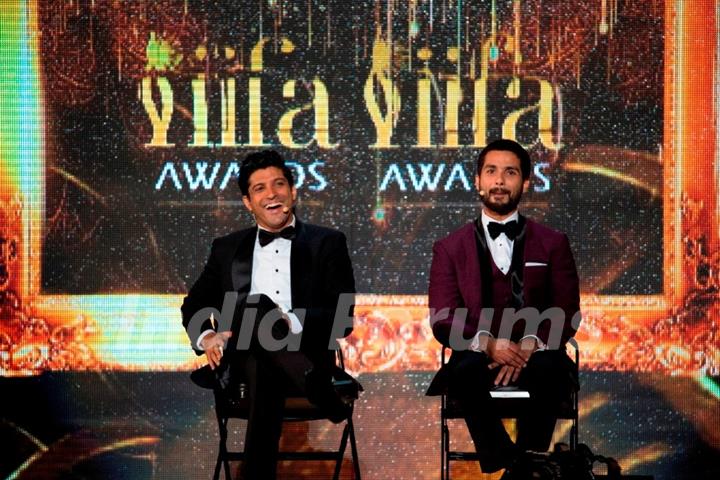 Farhan Akhtar and Shahid Kapoor at IIFA Press Meet