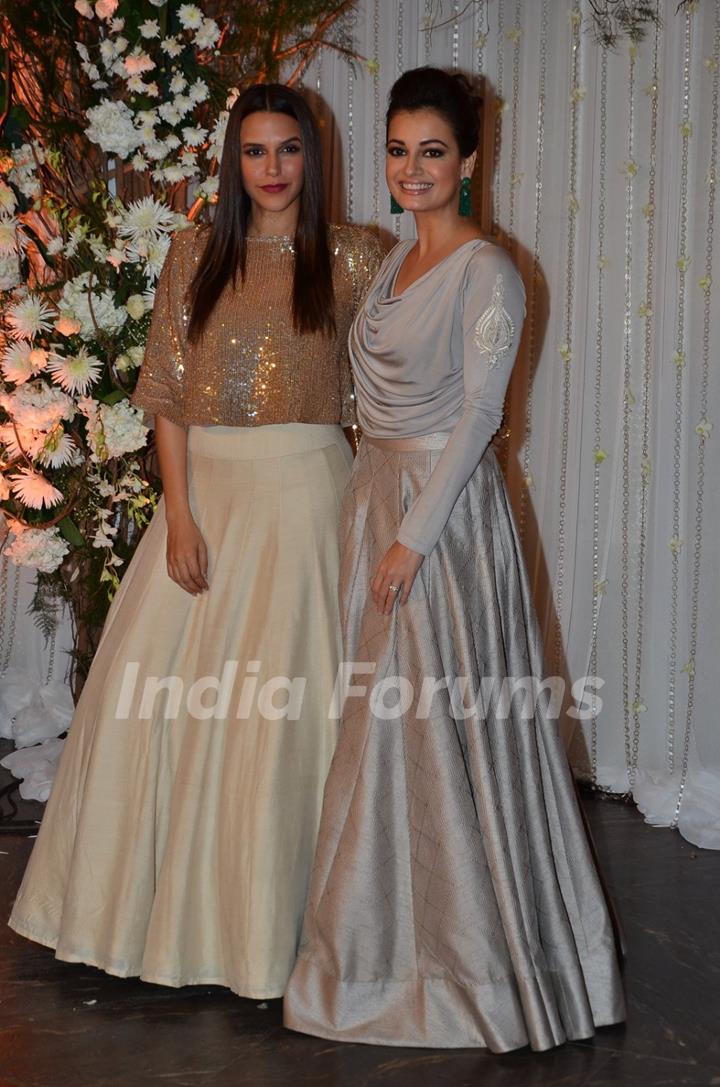 Neha Dhupia and Dia Mirza at Karan - Bipasha's Star Studded Wedding Reception