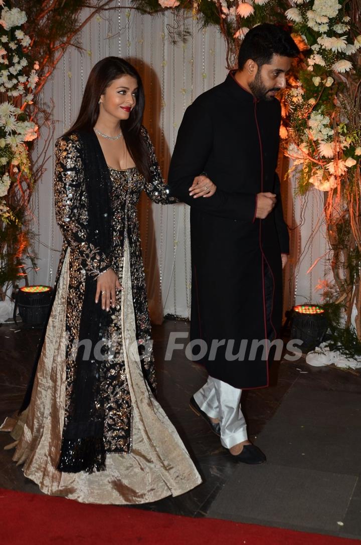 Abhishek Bachchan and Aishwarya Rai Bachchan at Karan - Bipasha's Star Studded Wedding Reception