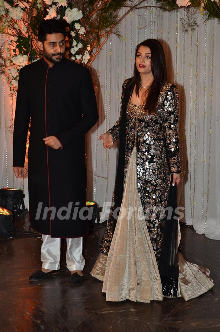 Abhishek and Aishwarya Rai Bachchan at Karan - Bipasha's Star Studded Wedding Reception