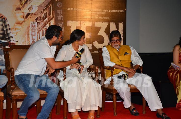 Sujoy Ghosh, and Amitabh Bachchan and Vidya Balan at Trailer Launch of 'TE3N'