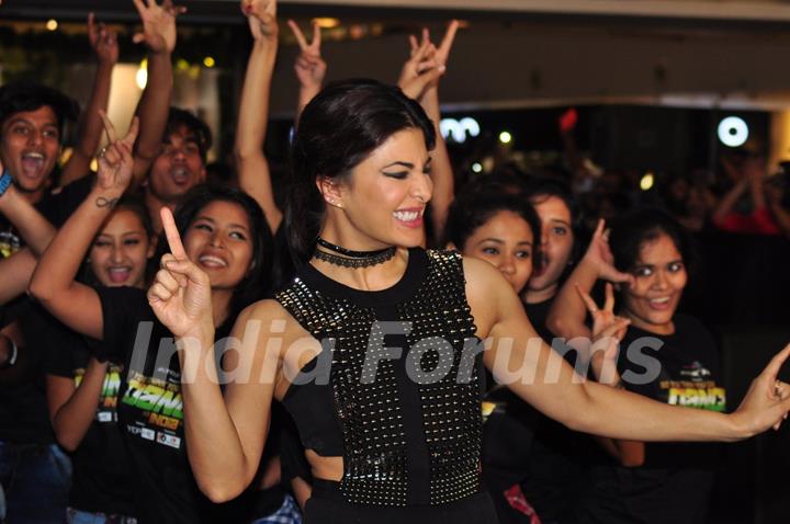 Jacqueline joins the Flash Mob by So You Think You Can Dance team at Song Launch of 'Housefull 3'