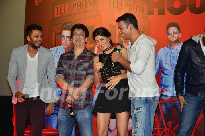 Riteish Deshmukh, Sajid Nadiadwala, Jacqueline Fernandes & Akshay at Song Launch of 'Housefull 3'