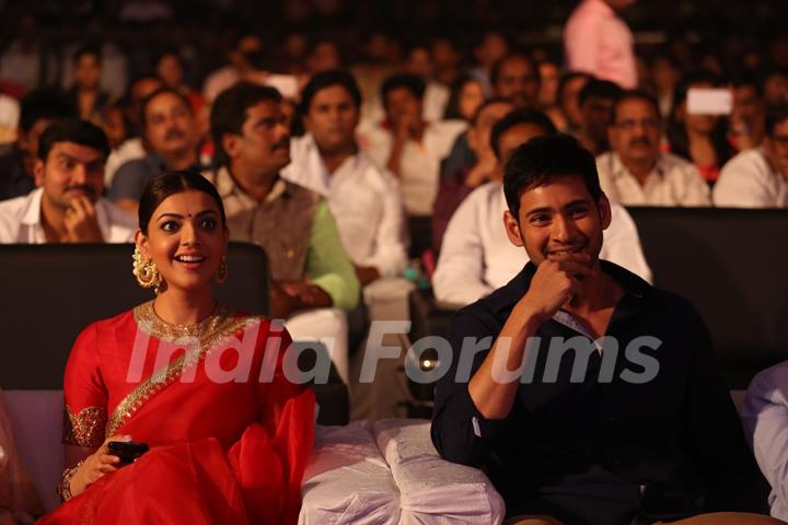 Mahesh Babu and Kajal Aggarwal at Trailer Launch of the film 'Brahmotsavam'