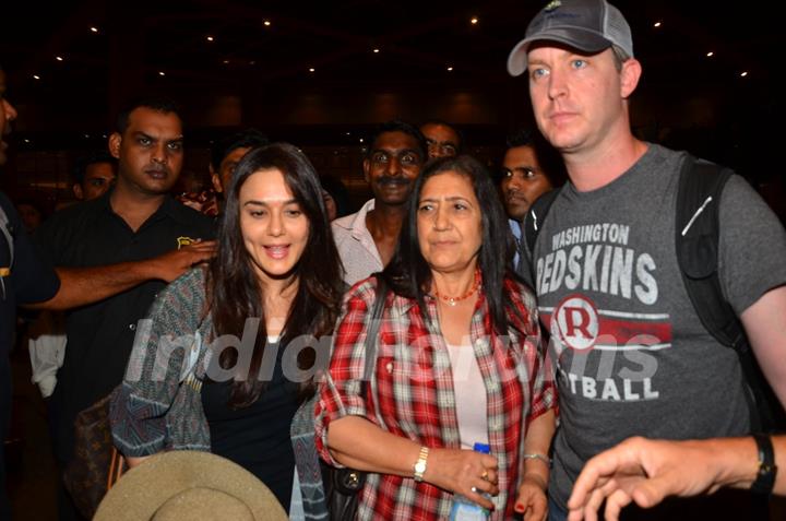 Preity Zinta with husband Gene Goodenough Snapped at Airport