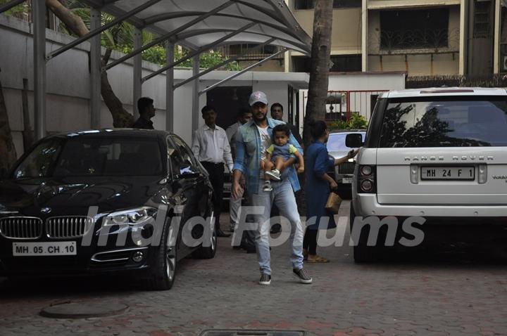 Riteish Deshmukh with son Riaan Deshmukh at Shilpa Shetty's Son 'Vivan's' 4th Birthday Celebrations