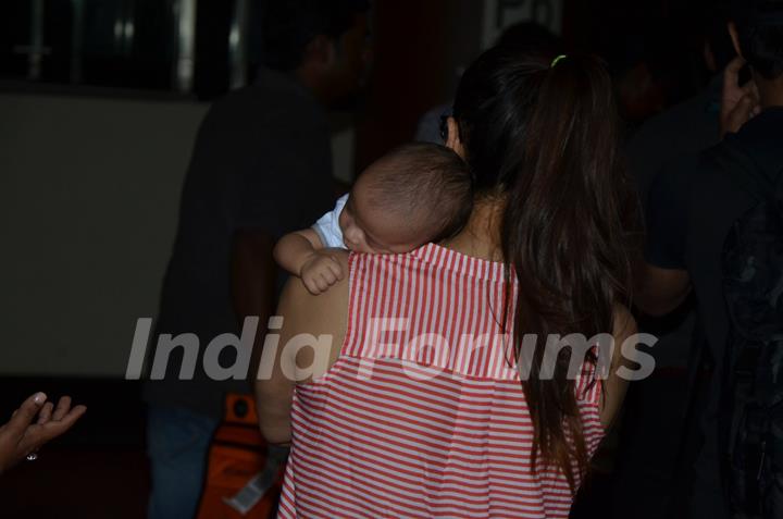 Baby Ahil With his maasi Alvira Khan Agnihotri Snapped at Airport