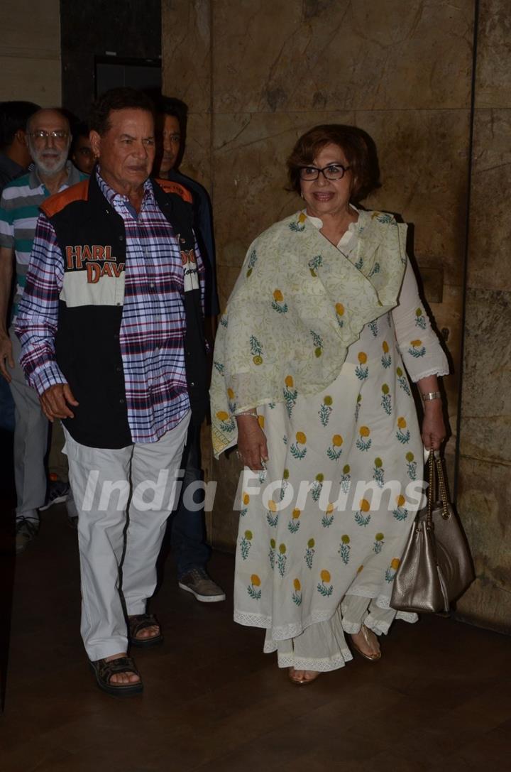 Salim Khan with wife Helen at the Special Screening of 'Housefull 3'