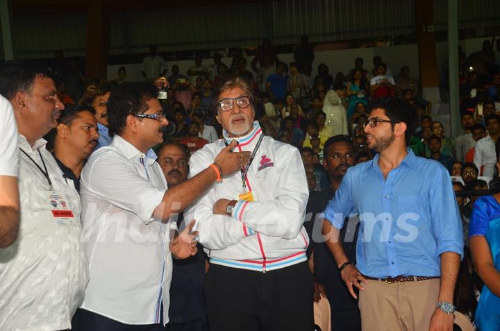 Amitabh Bachchan with Aaditya Thackeray at the Soccer Match