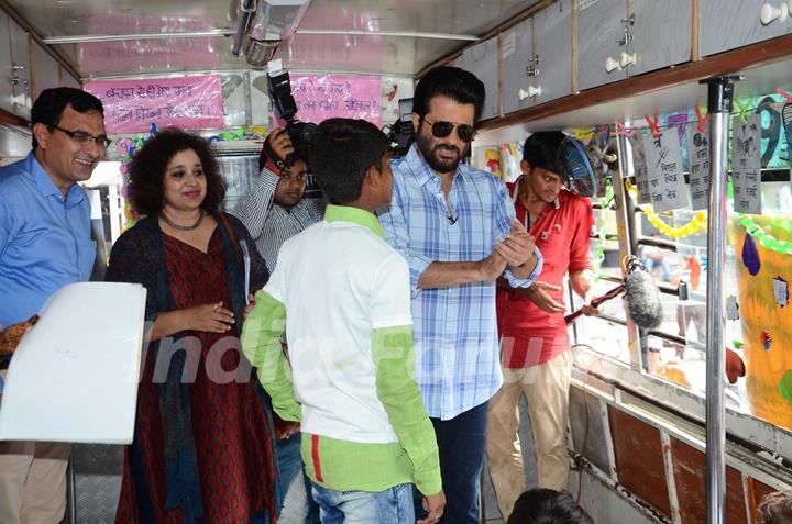 Anil Kapoor was spotted guiding a young boy at Plan India Event