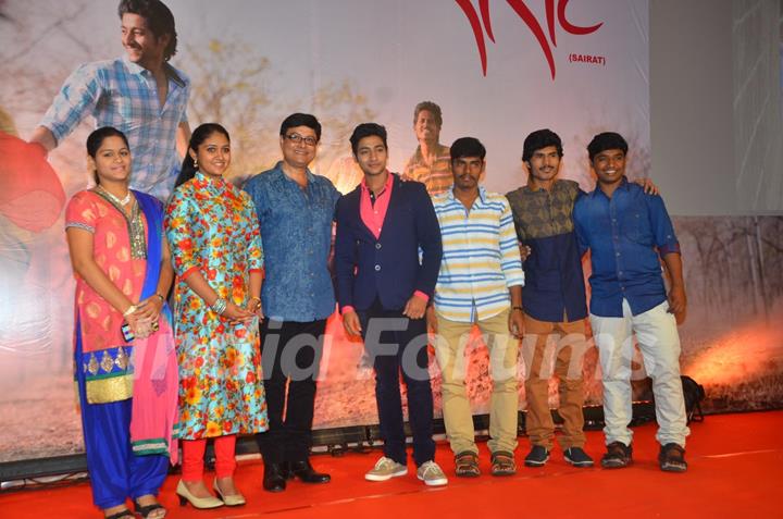 Rinku Rajguru, Sachin Pilgaonkar and Akash Thosar at the success bash of Sairat!