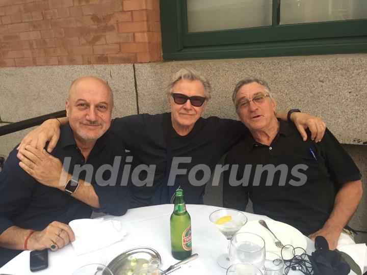 Anupam Kher with Actor Robert De Niro and director David O. Russell