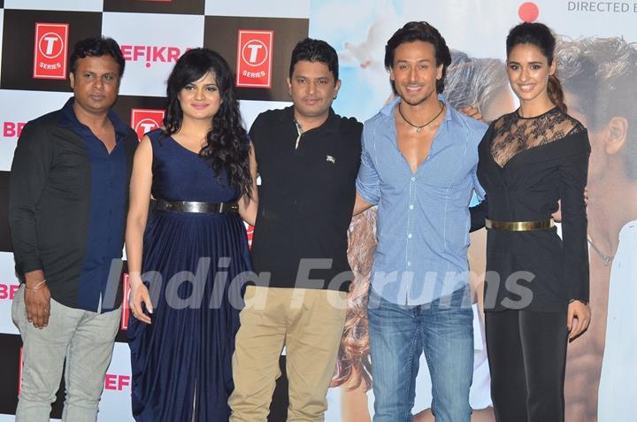 Aditi Singh Sharma, filmmaker Bhushan Kumar, actors Tiger Shroff at of the film 'Befikre'