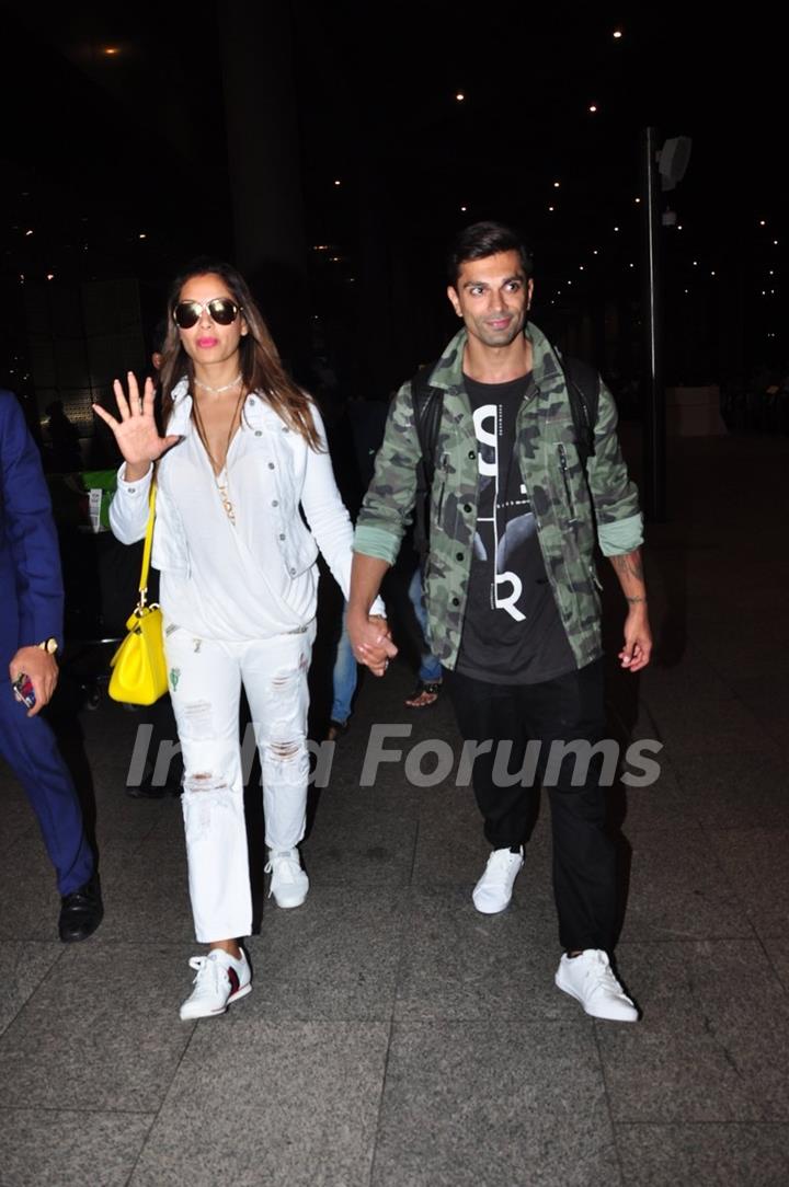 Karan Singh Grover and Bipasha Basu at Airport