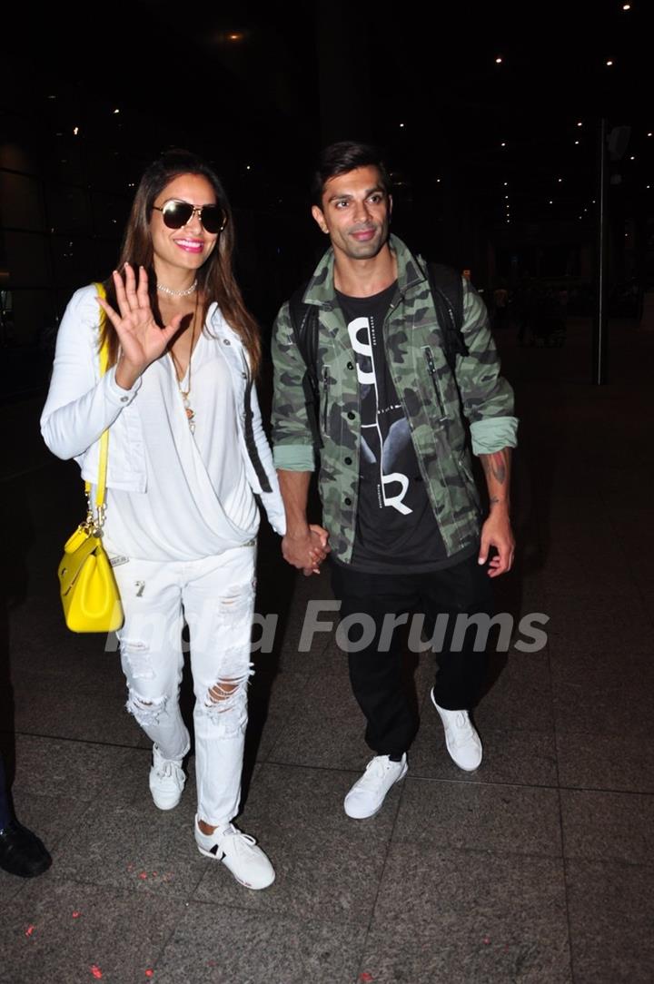 Karan Singh Grover and Bipasha Basu at Airport