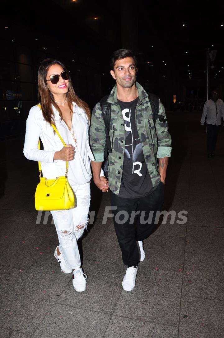 Karan Singh Grover and Bipasha Basu at Airport